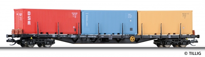 4 axle Container car with three 20 container<br /><a href='images/pictures/Tillig/15584_HM.jpg' target='_blank'>Full size image</a>